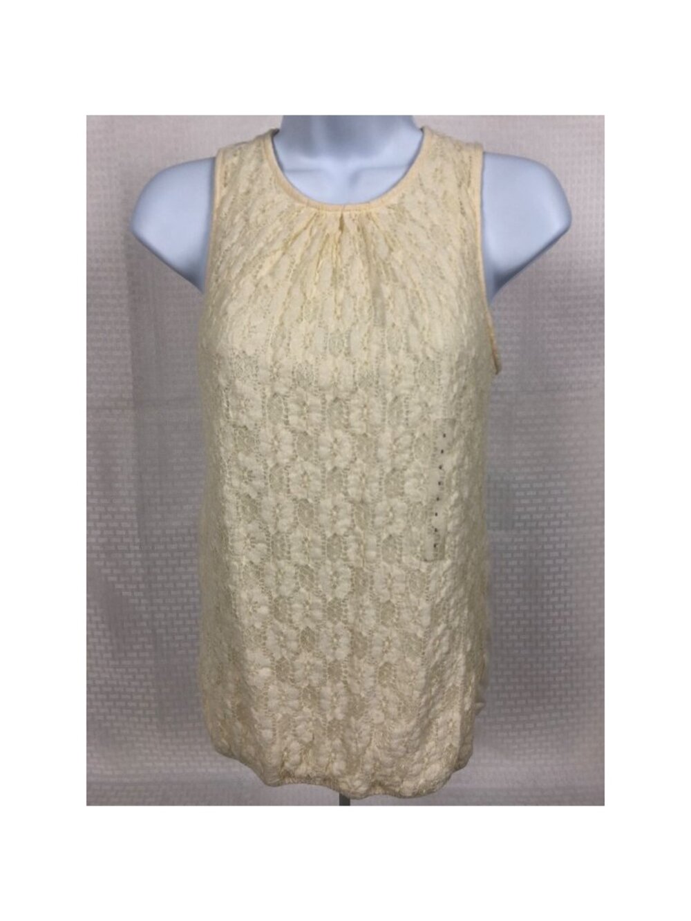 Gap Womens Top Size S Cream Color Lace Lined Sleeveless Round Neck New no Tags